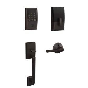 Century Aged Bronze Encode Smart Wi-Fi Deadbolt with Alarm and Century Handleset...