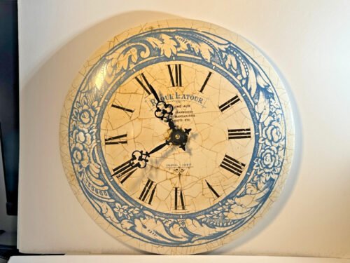 Ceramic Wall Clock - Battery operated. Vintage look. 12" diameter.