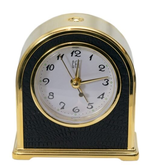 CFT :BRUSHED GOLD METAL CASE ELEGANT STYLE BEDSIDE ALARM CLOCK, MADE IN TIWAN