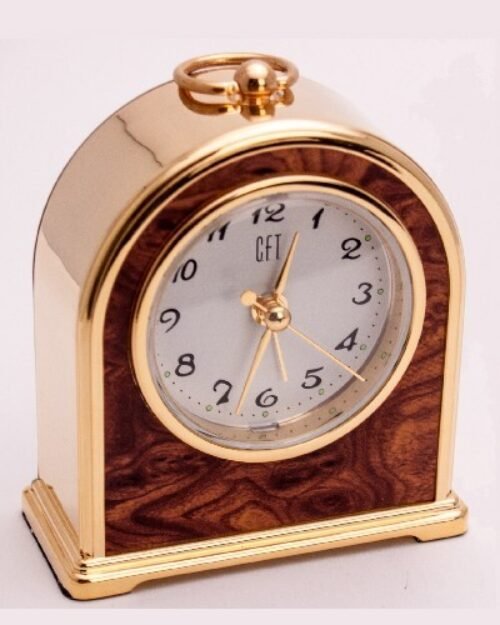 CFT :BRUSHED GOLD METAL CASE ELEGANT STYLE BEDSIDE ALARM CLOCK, MADE IN TIWAN