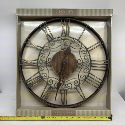 Chaney 16 Inch Wall Clock -New Antiqued Finish Metal Clock Steel Finish