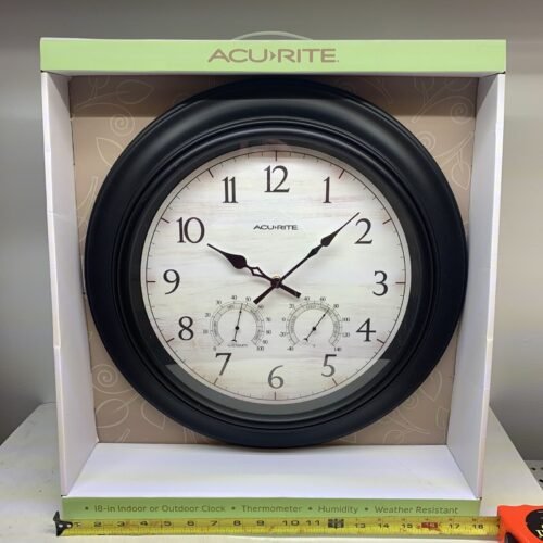 Chaney 18 Inch Wall Clock -New Antiqued Finish Wood Clock Home Decorations Blac