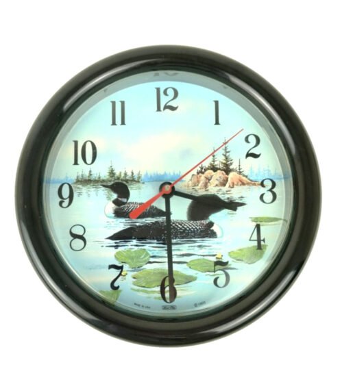 Chaney Instrument Loon Bird Wilderness Wall Clock 8.5" Vintage 1993 Lake Scene