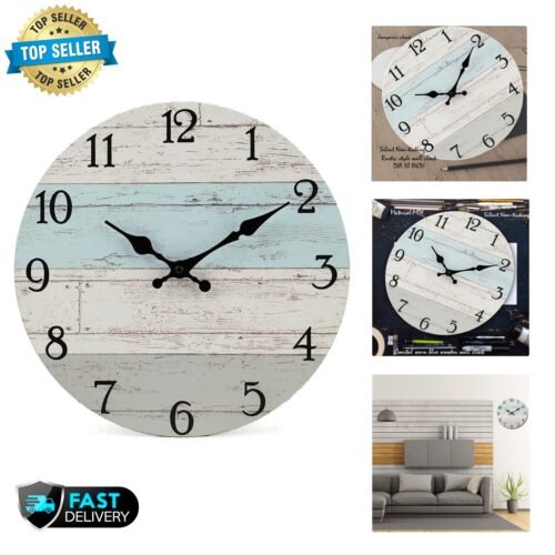 Charming 10-Inch Coastal Worn Blue Wall Clock - Perfect for Living Spaces