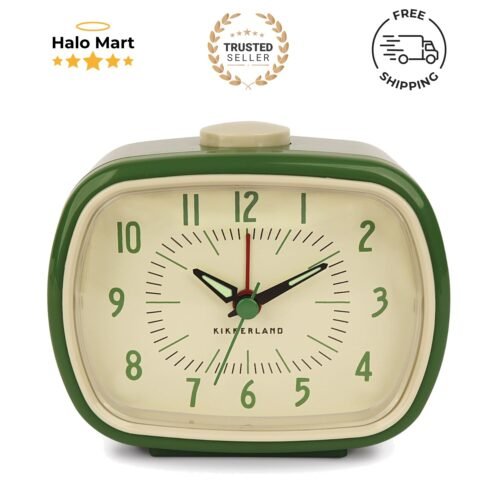 Charming Green Analog Alarm Clock – Battery Powered with Timeless Vintage Appeal