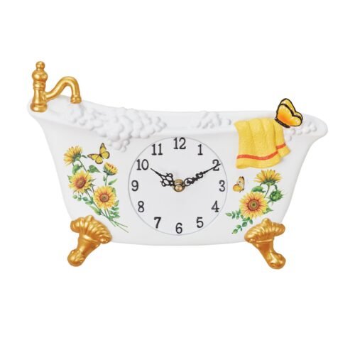 Charming Sunflower Clawfoot Bathtub Wall Clock