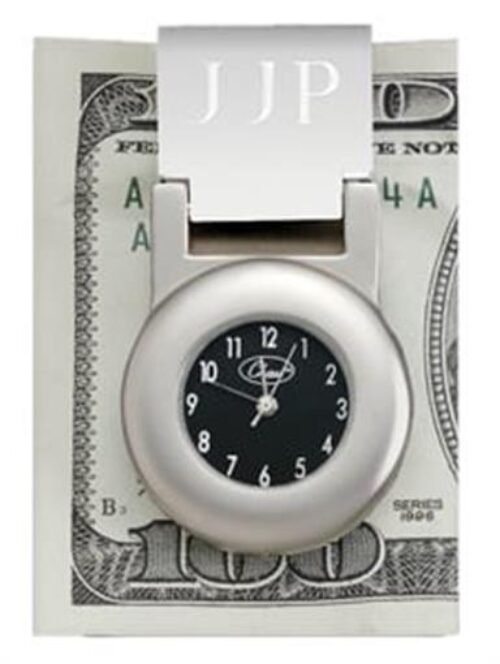 Chass Financier Money Clip Watch - Analog Black Face Clock, 2 1/4"x1 1/4"x1/4"