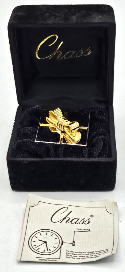 Chass Mini Square Box Desk Clock 1.5" Inch Japan Movements w/ Box Needs Battery