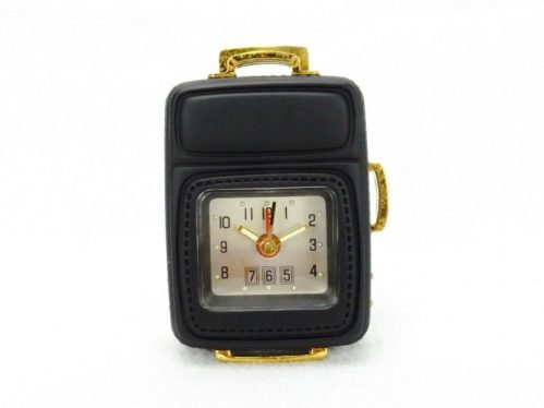 Chass Travel Alarm Clock, Black & Gold Roller Luggage w/Wheels Replica, #JP81117