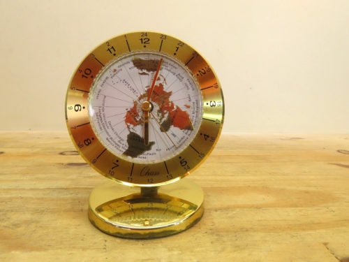 Chass Worls Time Desk Clock Gold Color Desk Top