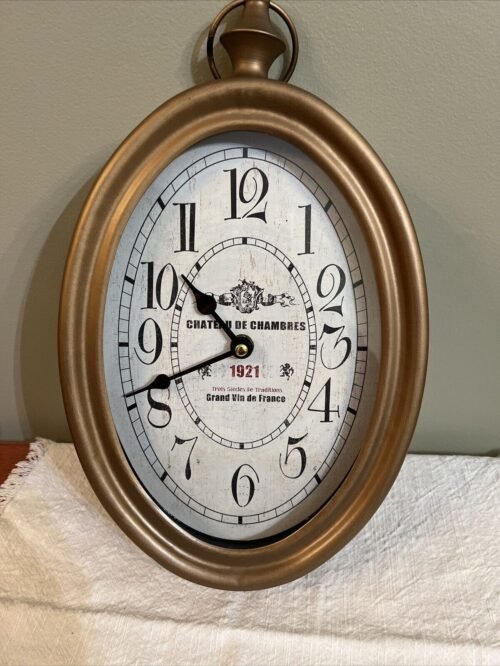 Chateau De Chombres Paris Decorative Hanging Oval Wall Clock WORKS