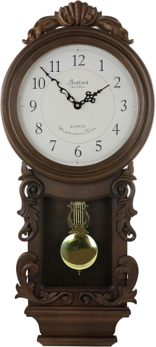Chestnut Chiming Pendulum Wall Clock