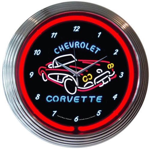Chevy Corvette Neon clock sign C1 Garage wall lamp light 1953 1955 1960 1962