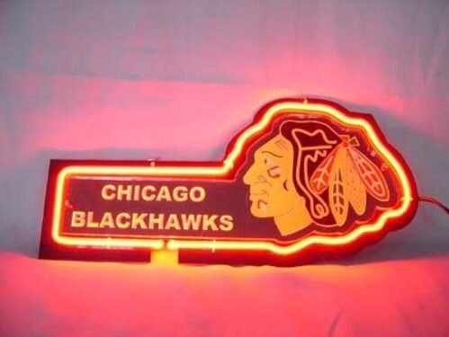 Chicago Blackhawks 3D Carved Neon Lamp Sign 14" Bar Beer Hanging Nightlight EY