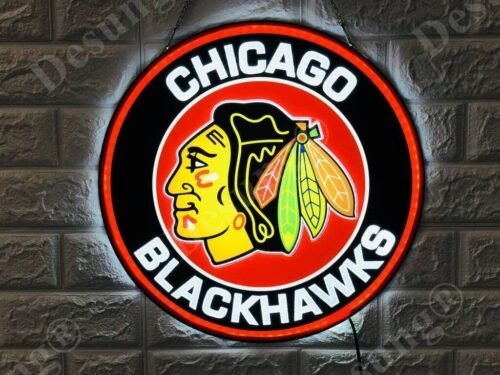 Chicago Blackhawks 3D LED Neon Sign Lamp Light 16"x16" Hanging Nightlight EY