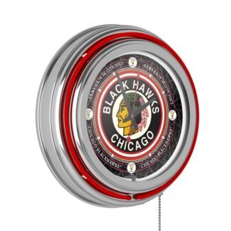 Chicago Blackhawks Red Throwback Lighted Analog Neon Clock