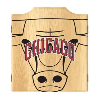Chicago Bulls Fade 20.5 in. Dart Board with Cabinet, Darts and Scoreboards