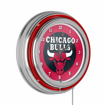 Chicago Bulls Red Logo Lighted Analog Neon Clock