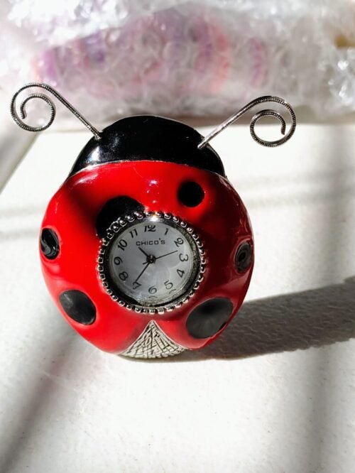 Chico's Enameled Ladybug Mini Desk Clock adorable new battery works