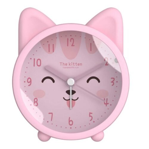 Children Cute Animal Dog/cat Alarm Clock Silent Non Ticking Silicone Clock Night