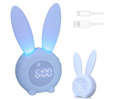 Childrens Alarm Clock Rabbit Style Cute Design Easy Wake-Up Digital Display Kid