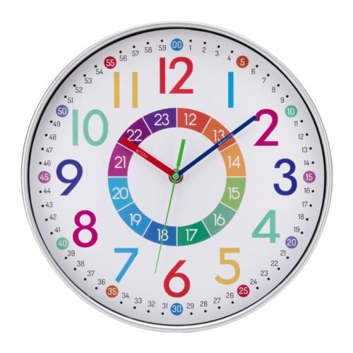 Children's educational wall clock with a colorful, easy-to-read face
