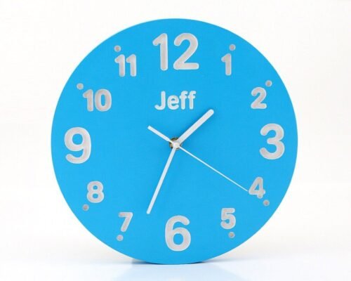 Children's room Nursery Wall clock for kid's room with your choice of name on...