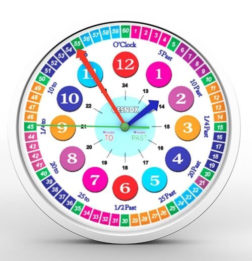 Children Wall Clock Time Teacher Kids Wall Clock Silent Bedroom Wall Clock, 30cm