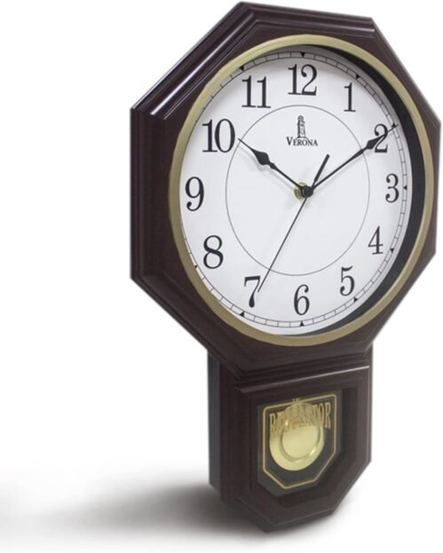 Chiming Wall Clock with Pendulum - Chiming School Clock - Battery operated