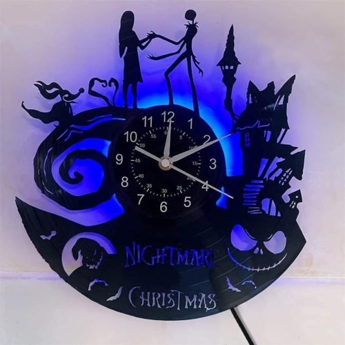 Christmas Nightmare Vinyl Record Wall Clock 12Inches Home Decor Gifts for Kids