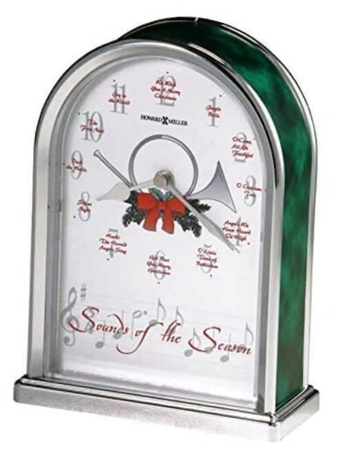 Christmas Table Clock 645-687 – Polished Silver Finish, Sounds of The Season