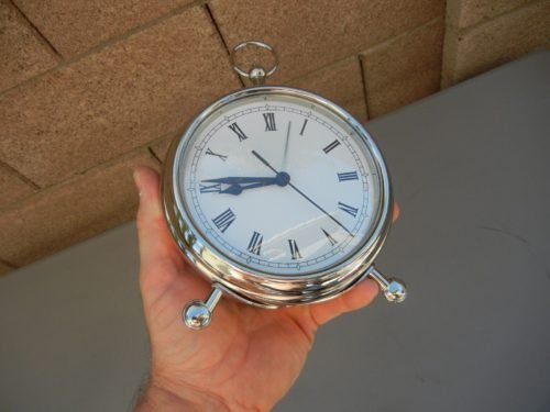 Chrome POTTERY BARN 5.5" Round 12133 Pocket Watch Table Top Desk Clock - L@@K!!!