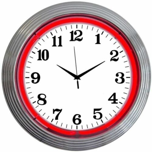 Chrome Red Standard LED 15" Wall Décor Neon Clock 8CHRCR