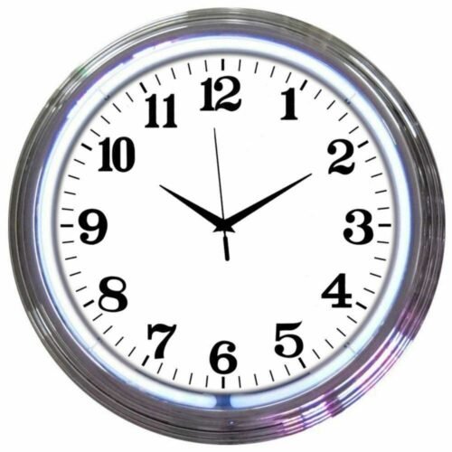 Chrome White Standard 15" Wall Décor Neon Clock 8CHRCW