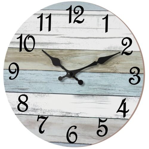CHYLIN Wall Clock 14 Inch Bathroom Clock Rustic Wall Clocks Battery Operated ...