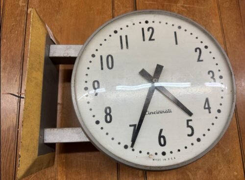 cincinnati double sided wall clock vintage industrial school factory
