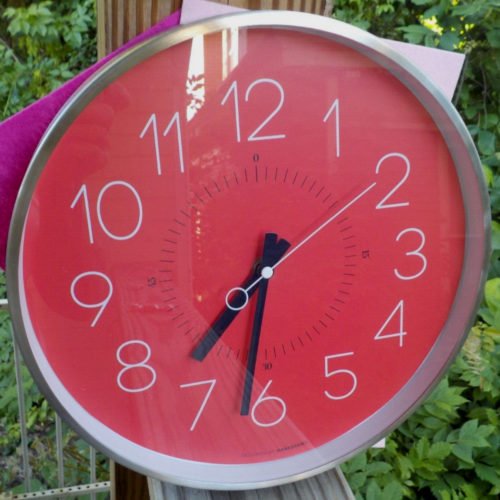 Circular Wall Clock Design by Marksson Red, White, Black Sweep Seconds Hand NM