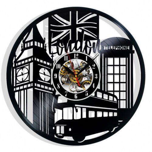 City of London Vinyl Wall Clock Gift Birthday Holiday Art Home Room Decor Design