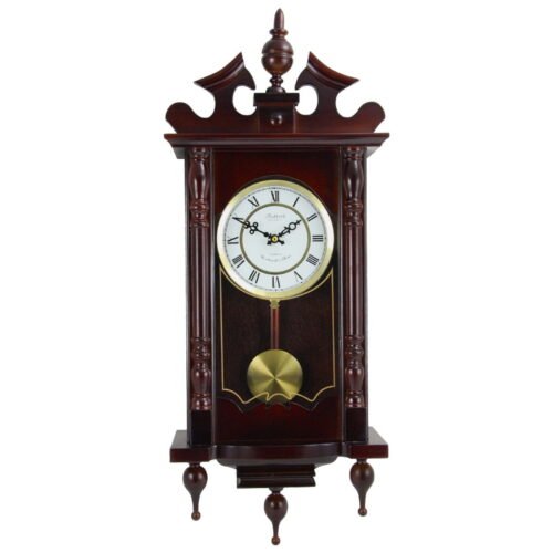 Classic 31" Chiming Wall Clock With Roman Numerals And A Swinging Pendulum
