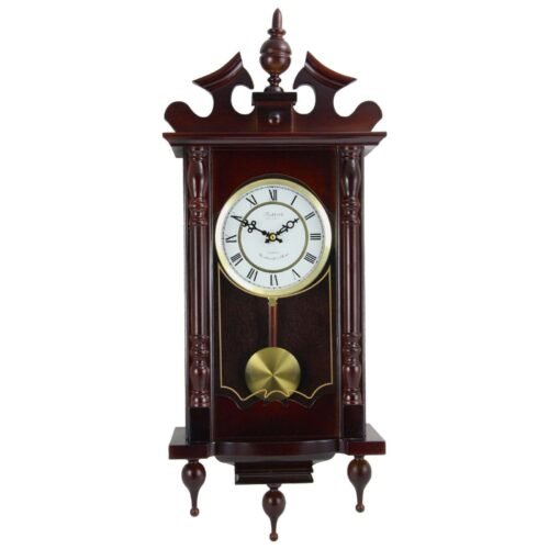 Classic 31" Chiming Wall Clock With Roman Numerals And A Swinging Pendulum