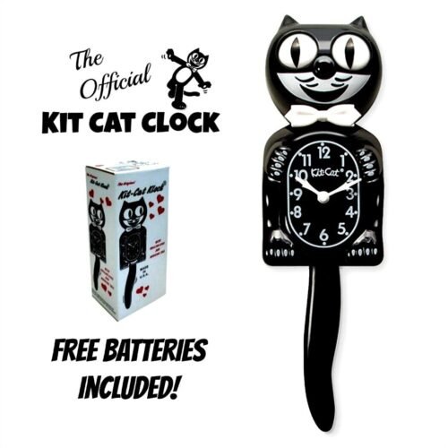 CLASSIC BLACK KIT CAT CLOCK 15.5" Free Battery Official MADE IN USA Klock NEW