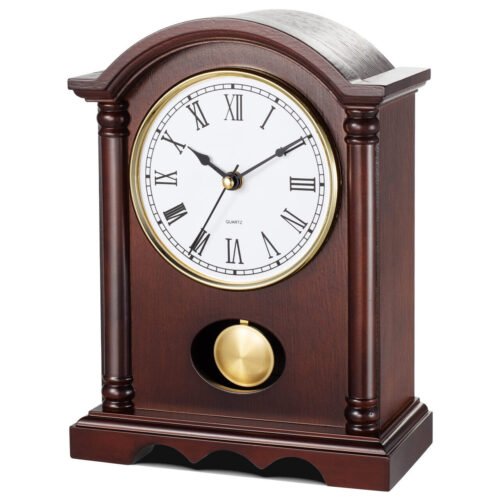 Classic Grandfather Mantel Clock for Living Room Déco, Elegant Wooden Finish