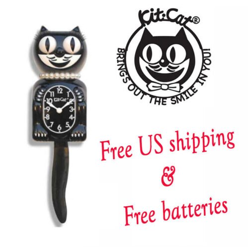 CLASSIC LADY KIT CAT CLOCK 15.5" Black Kit-Cat Klock NEW Free Batteries USA MADE