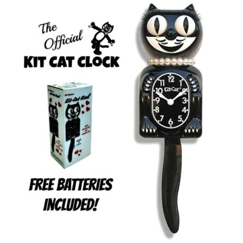 CLASSIC LADY KIT CAT CLOCK 15.5" Black Kit-Cat Klock NEW Free Battery USA MADE