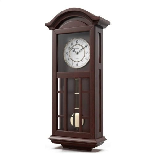Classic Pendulum Wall Clock - Real Wood, Decorative & Quiet - 27x11.5 inch. New