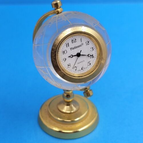 Clear Spinning Globe Desk Clock