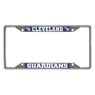 Cleveland Guardians Chrome Metal License Plate Frame, 6.25in x 12.25in