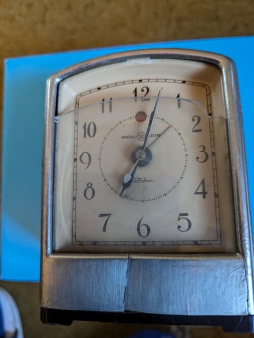 Clock, Antique Telechron, Model A B 716, Dura Silver Case. Keeps Time