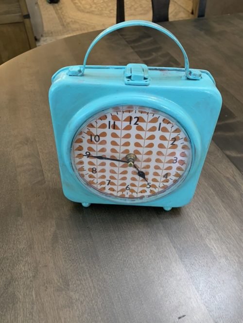 Clock Classic Vintage Retro Style metal glass Table Clock Turquoise AA battery