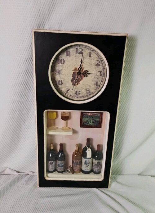 Clock Decor Vintage Wine / Vineyard Theme Shadowbox 3D Wall Clock Home Decor